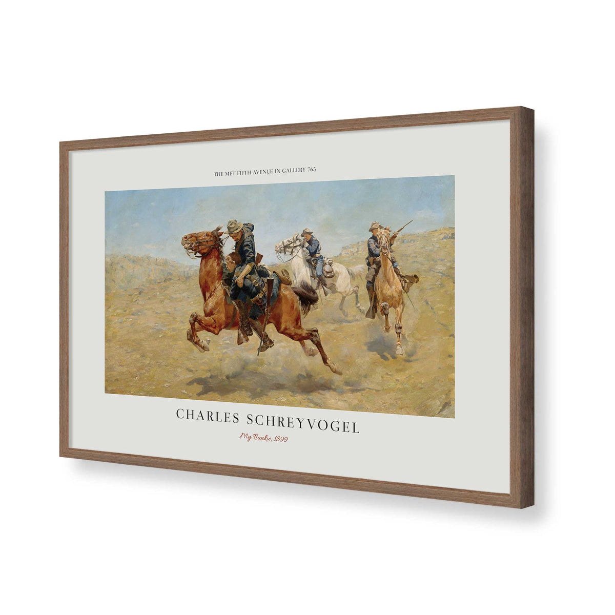[Color:Walnut], Picture of art in a Polished Chrome frame of the corner