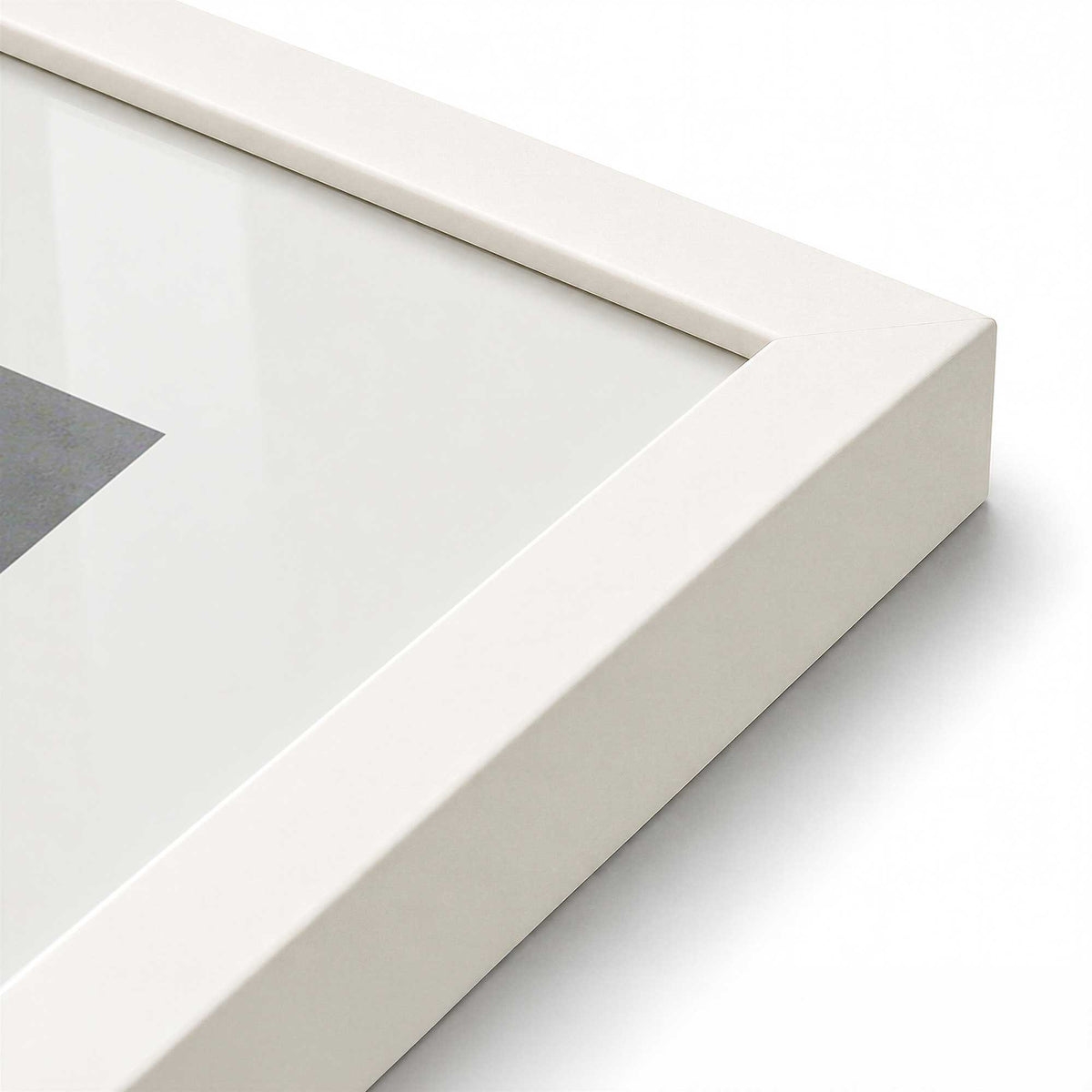 [Color:Opaque White], Picture of art in a Polished Chrome frame at an angle