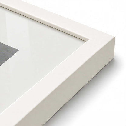 [Color:Opaque White], Picture of art in a Polished Chrome frame at an angle