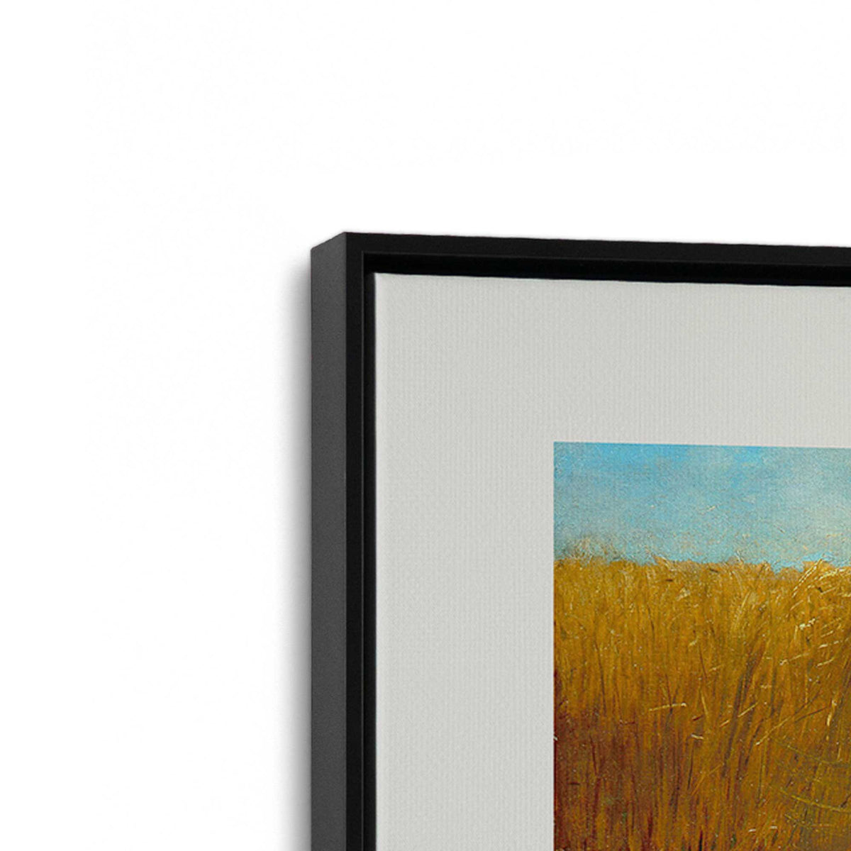 [Color:Satin Black], Picture of art in a Satin Black frame at an angle