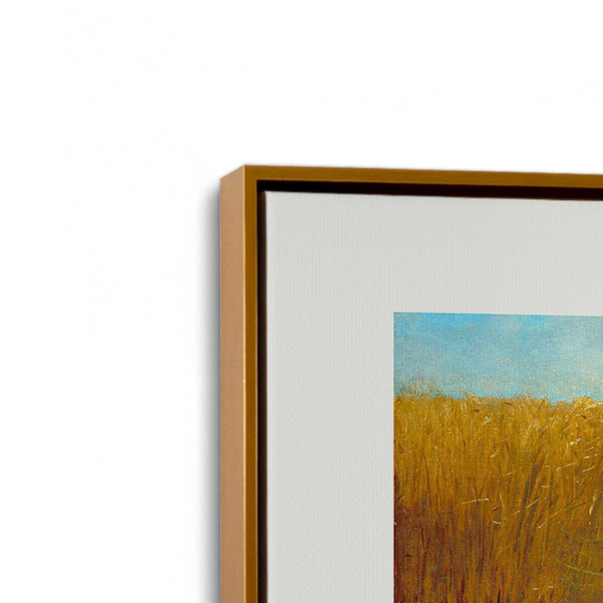 [Color:Polished Gold], Picture of art in a Polished Gold frame at an angle