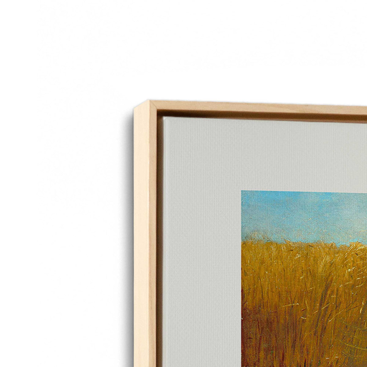[Color:American Maple], Picture of art in a American Maple frame at an angle