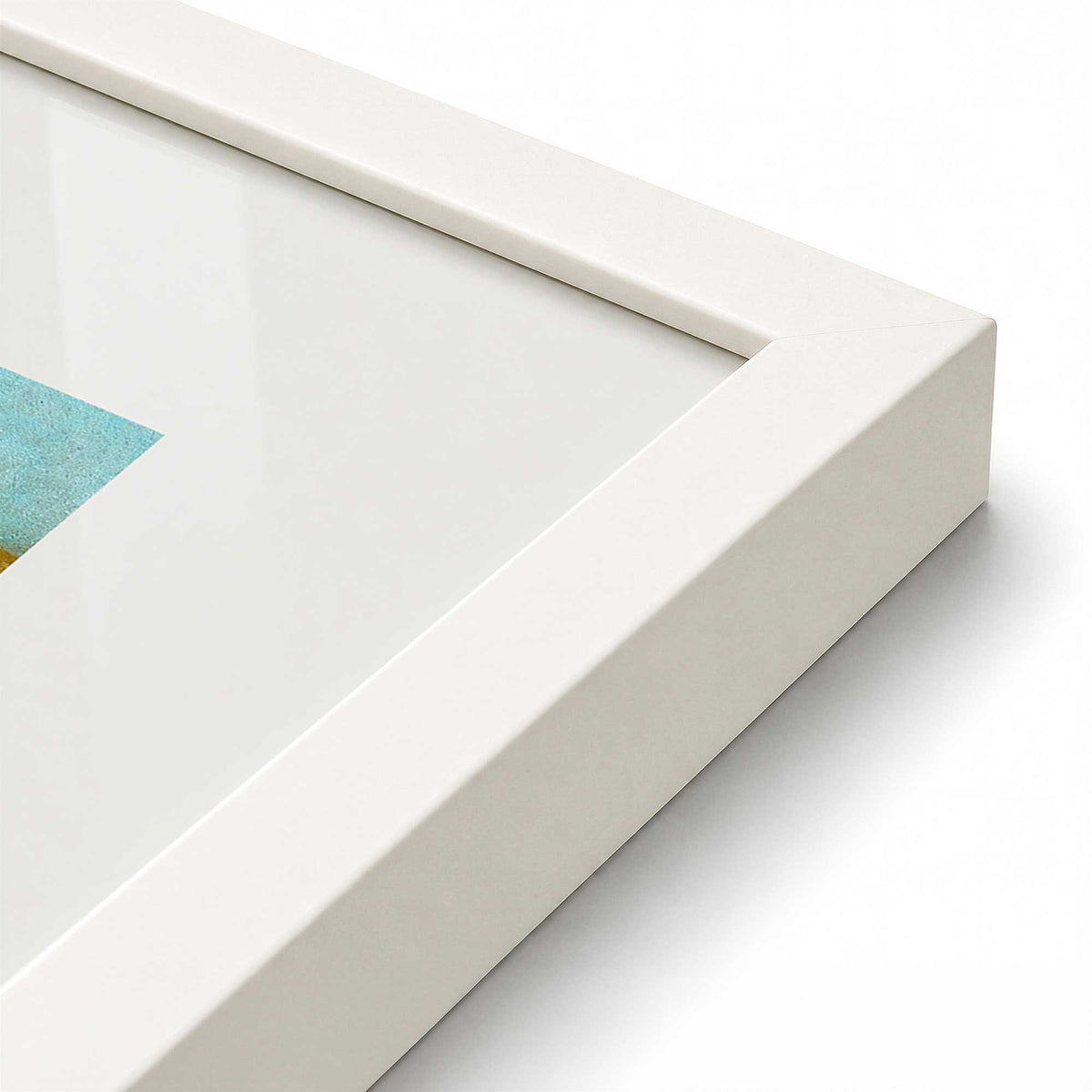 [Color:Opaque White], Picture of art in a Polished Chrome frame at an angle