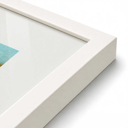 [Color:Opaque White], Picture of art in a Polished Chrome frame at an angle