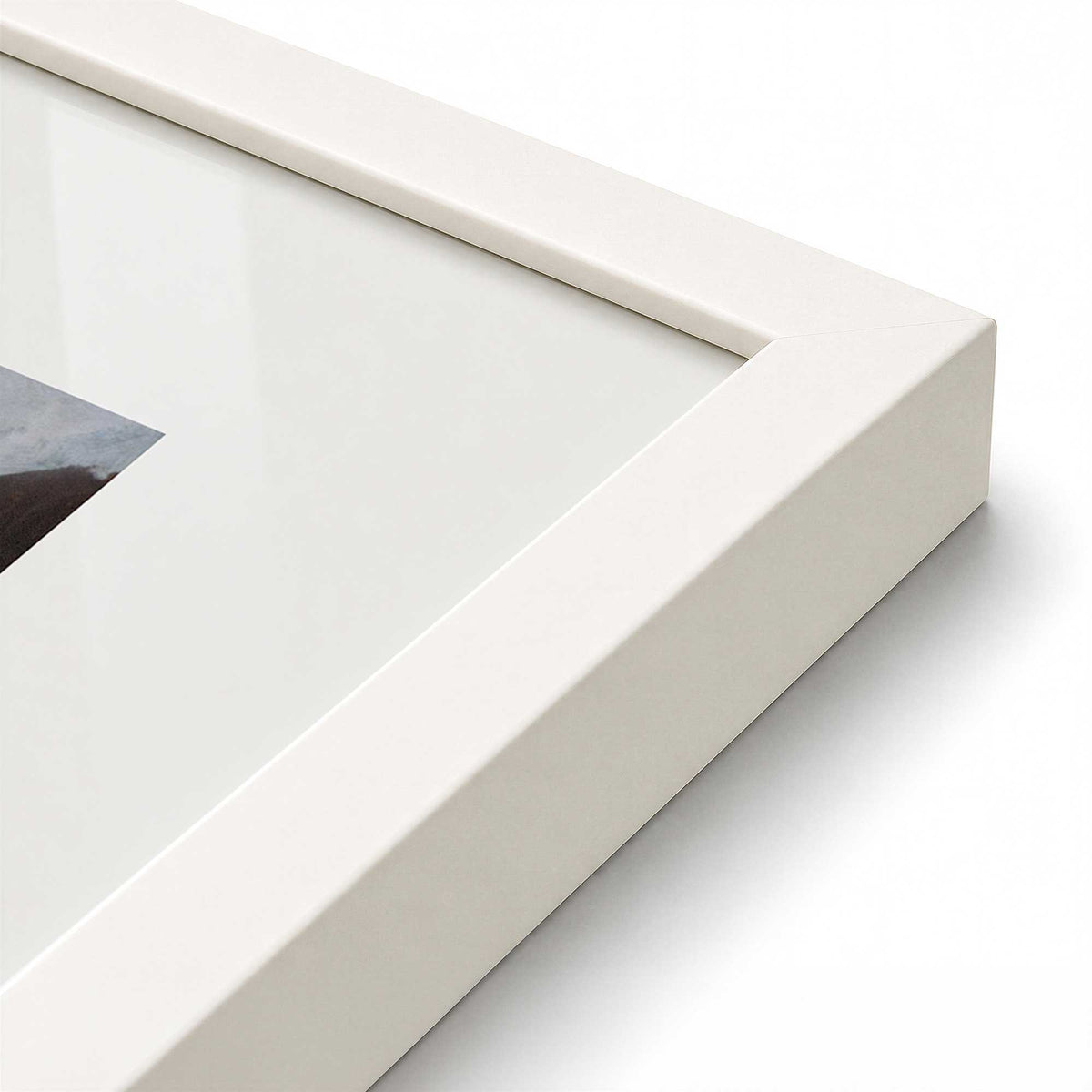[Color:Opaque White], Picture of art in a Polished Chrome frame at an angle