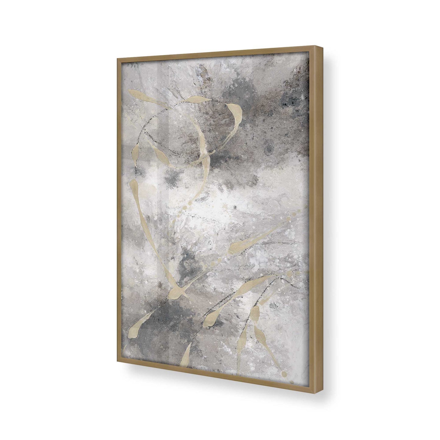 [Color:Brushed Gold], Picture of art in a Brushed Gold frame at an angle