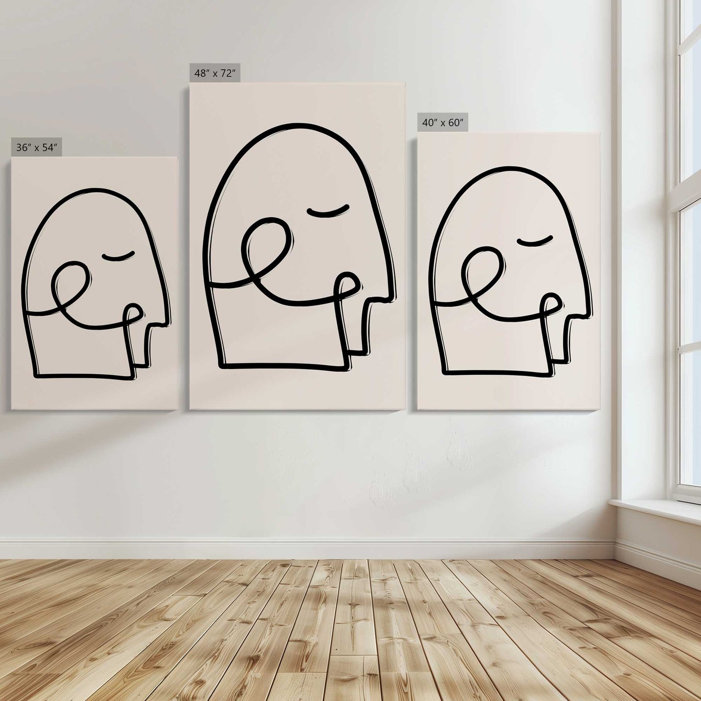 [Color:Stretched Canvas], Image showing the size comparisons