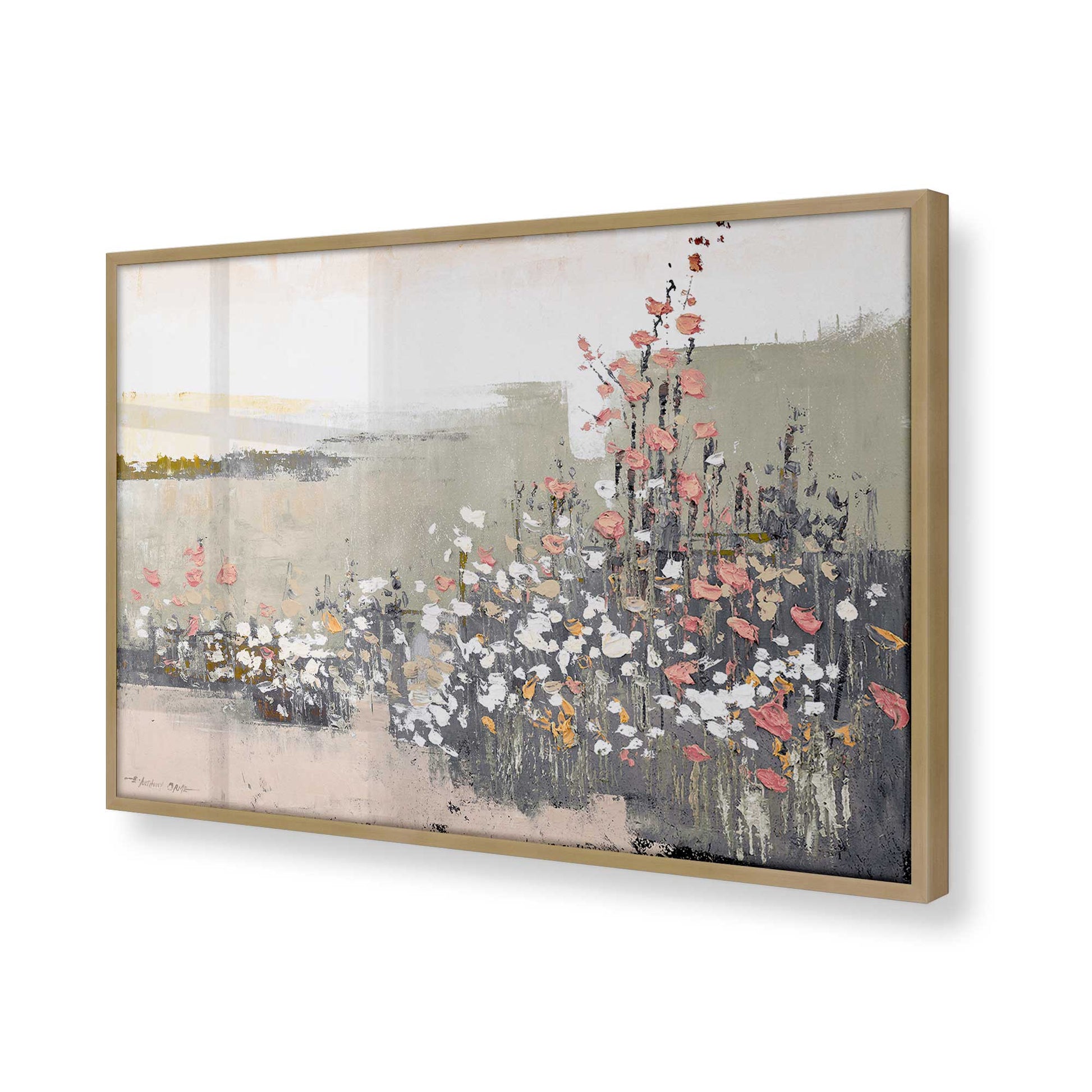 [Color:Brushed Gold], Picture of art in a Brushed Gold frame at an angle