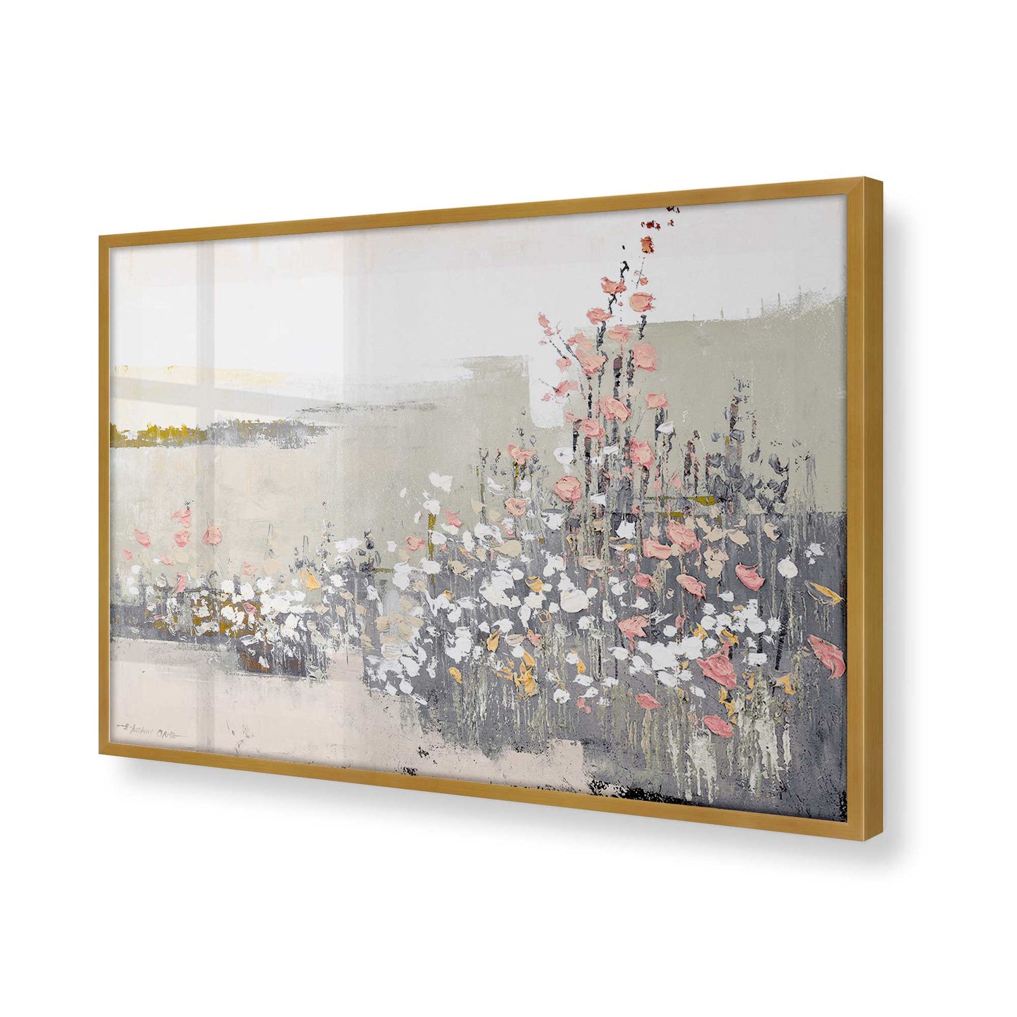 [Color:Polished Gold], Picture of art in a Polished Gold frame at an angle