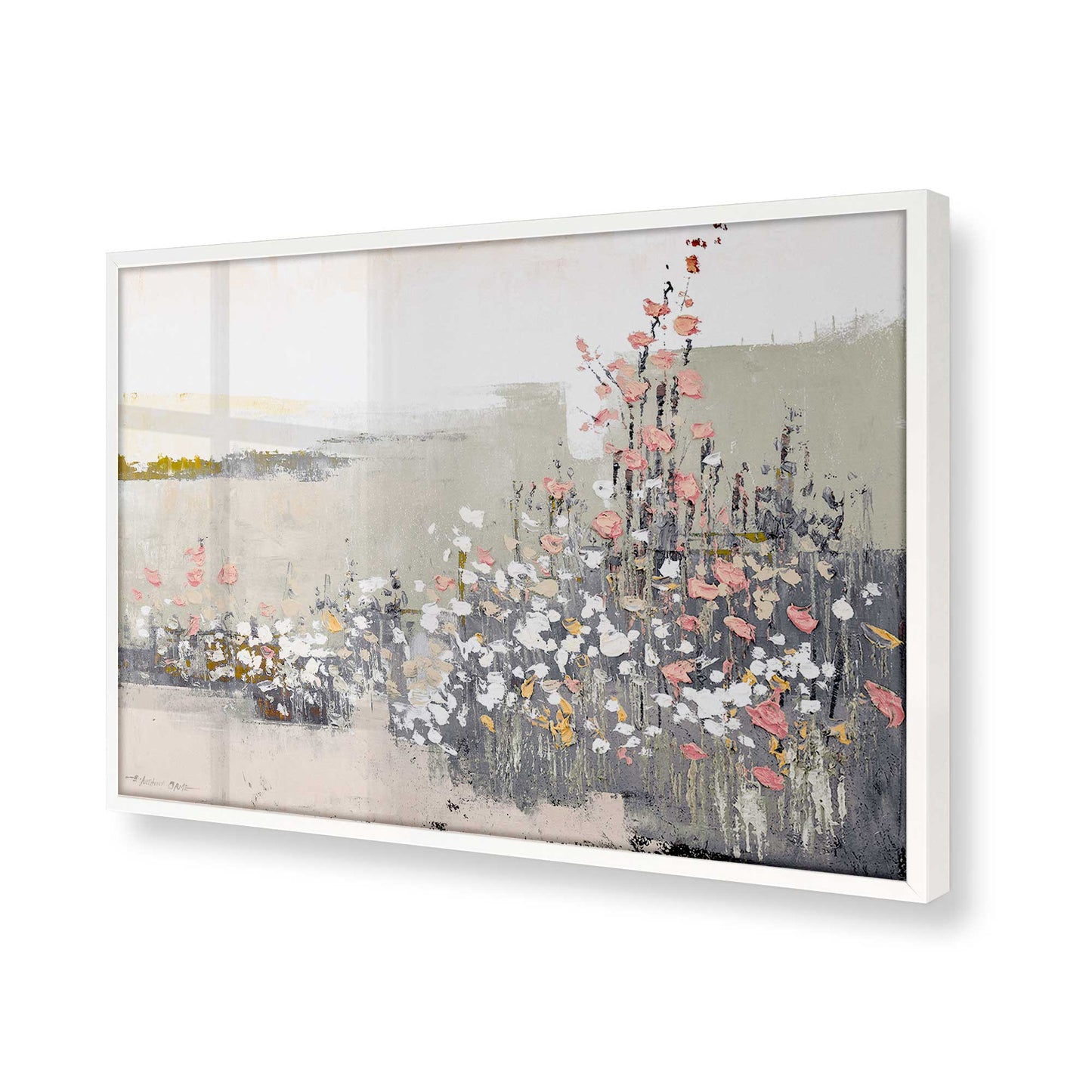 [Color:Opaque White], Picture of art in a Opaque White frame at an angle