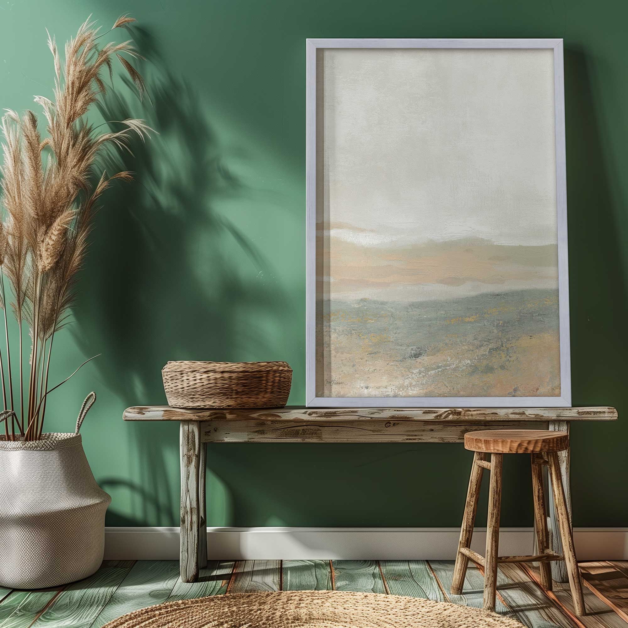 Abstract Earthsong framed print in a mancave