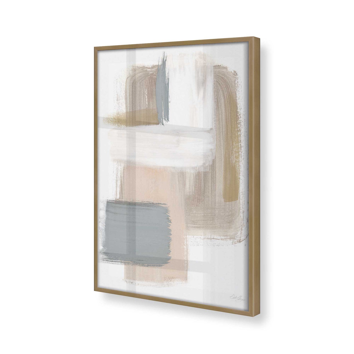 [Color:Brushed Gold], Picture of art in a Brushed Gold frame at an angle