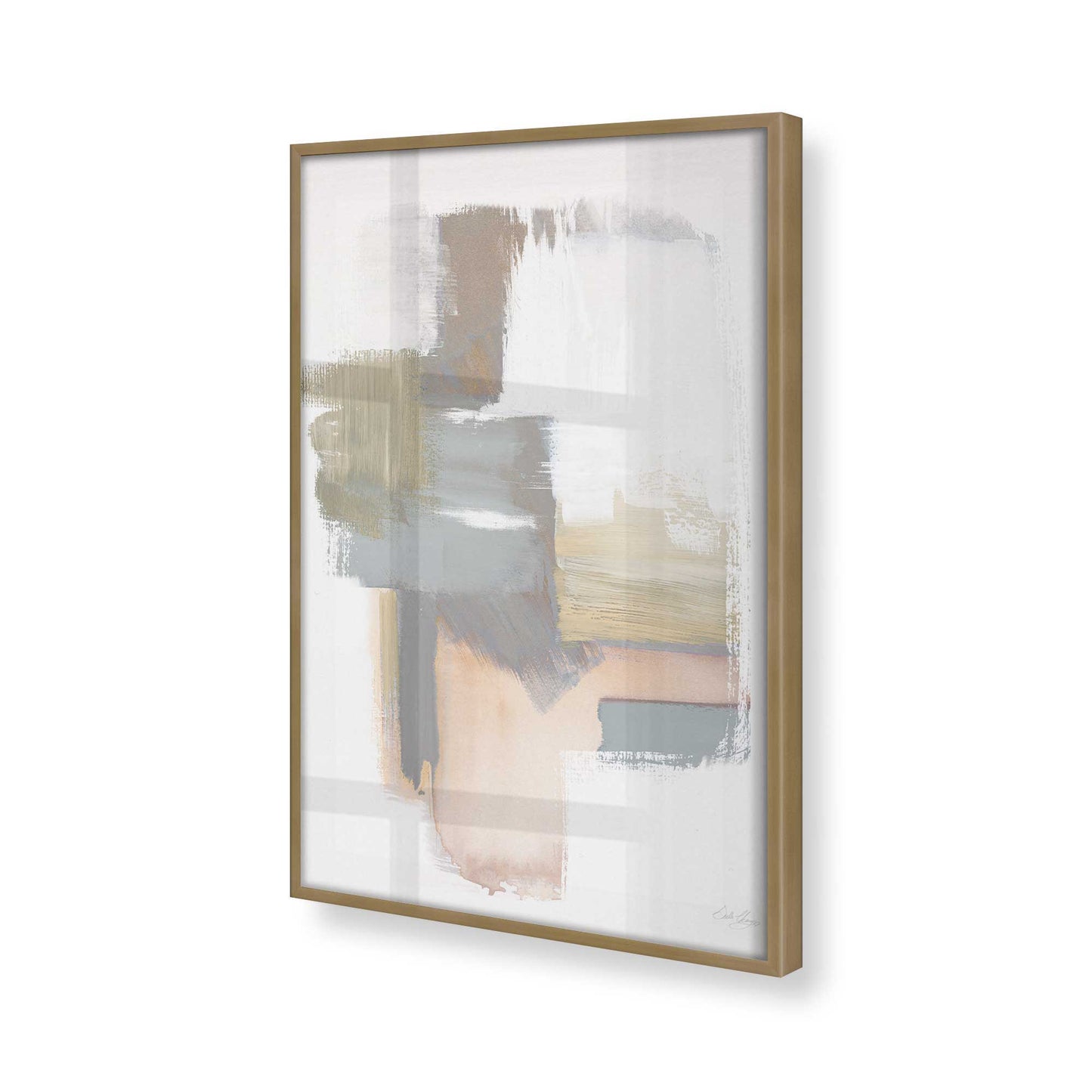 [Color:Brushed Gold], Picture of art in a Brushed Gold frame at an angle