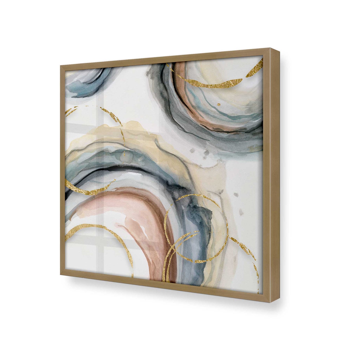 [Color:Brushed Gold], Picture of art in a Brushed Gold frame at an angle