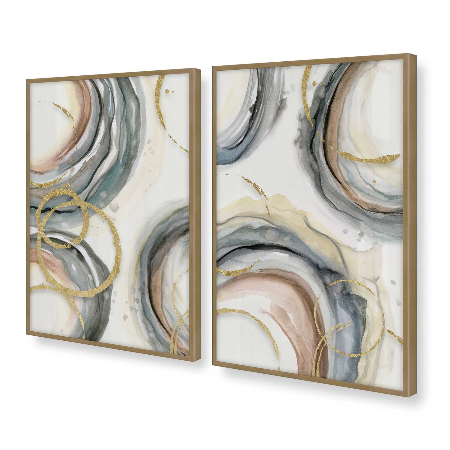 [Color:Brushed Gold], Picture of art in a Brushed Gold frame at an angle