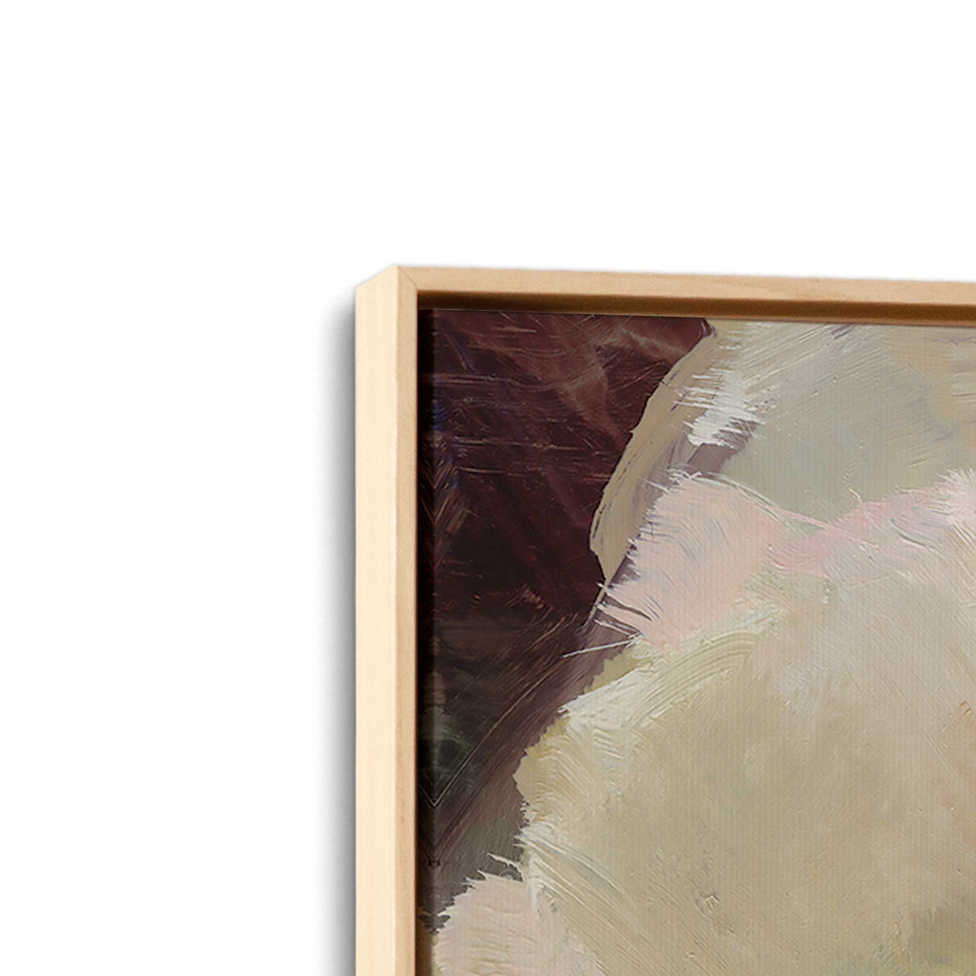 [Color:American Maple], Picture of art in a American Maple frame at an angle