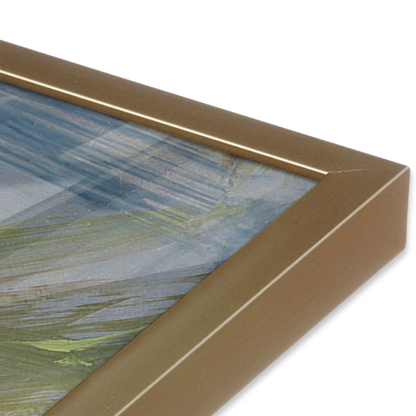 [Color:Brushed Gold], Picture of art in a Brushed Gold frame at an angle