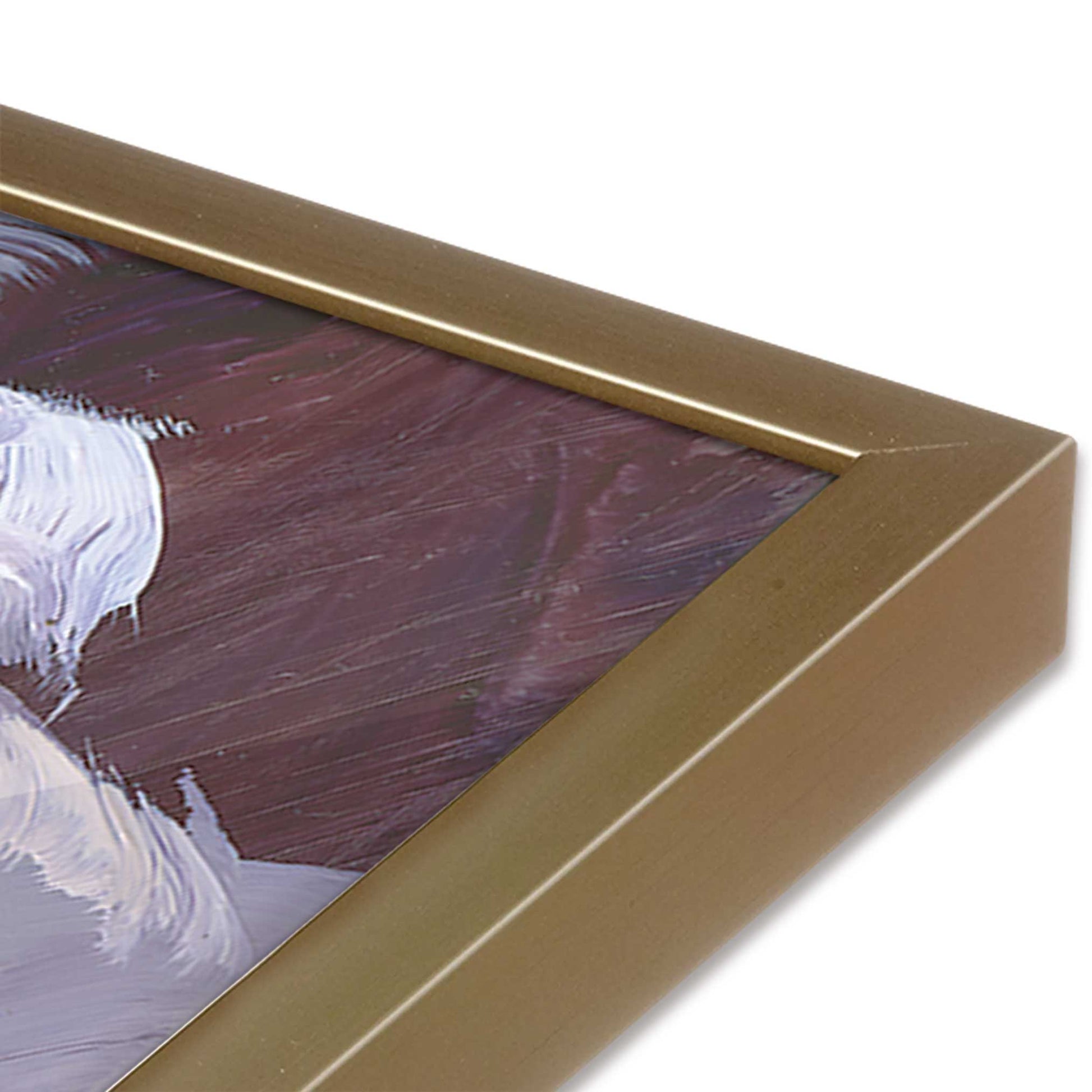 [Color:Brushed Gold], Picture of art in a Brushed Gold frame at an angle