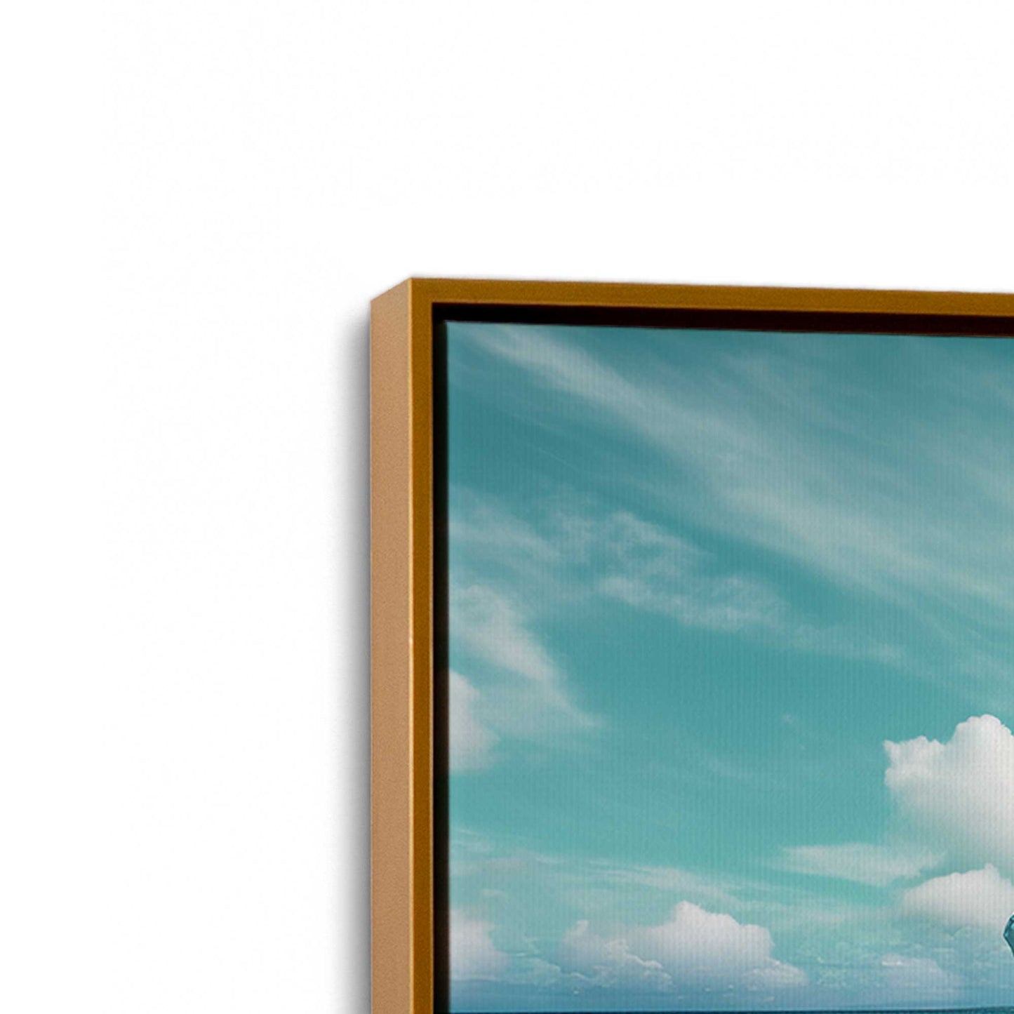 [Color:Polished Gold], Picture of art in a Polished Gold frame at an angle