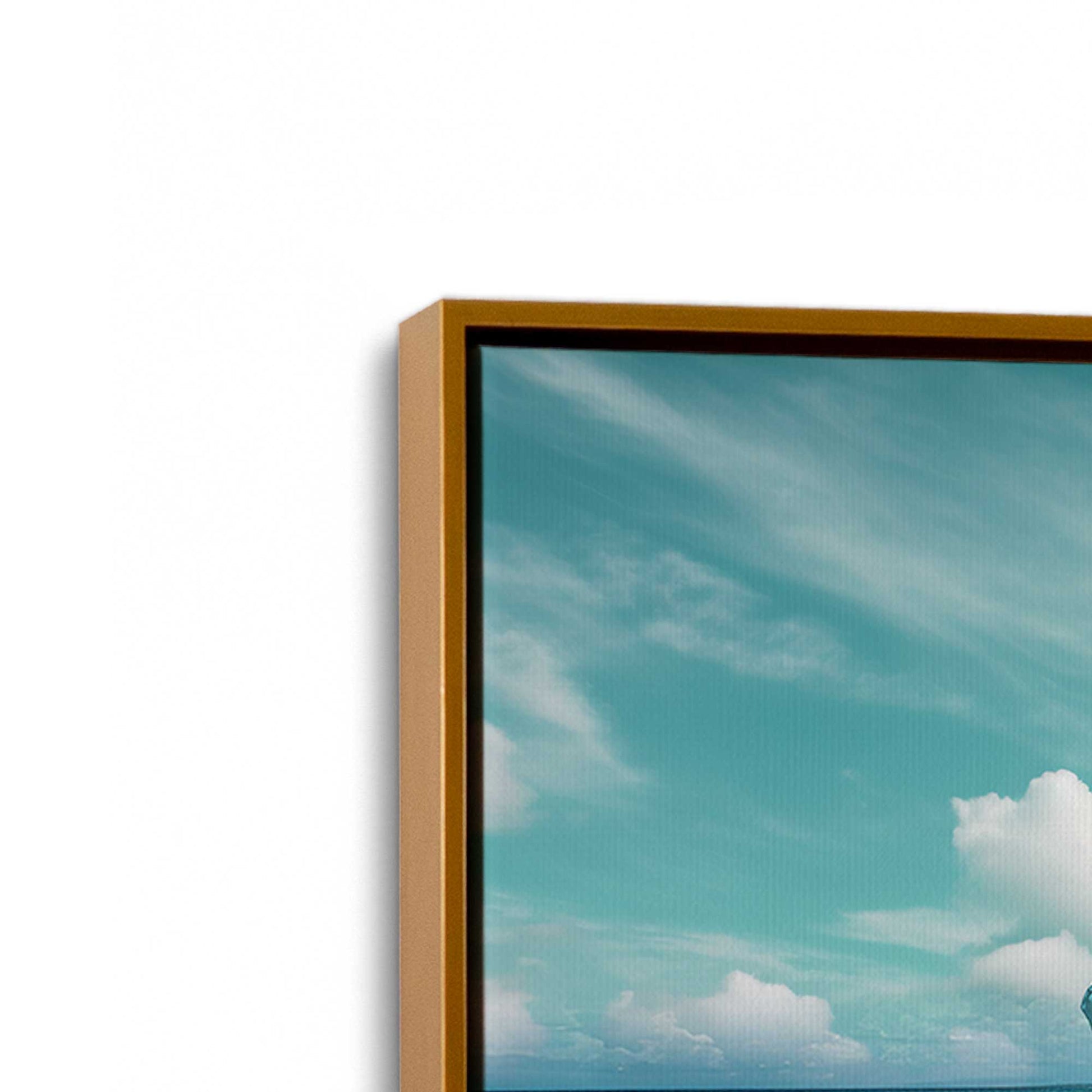 [Color:Polished Gold], Picture of art in a Polished Gold frame at an angle