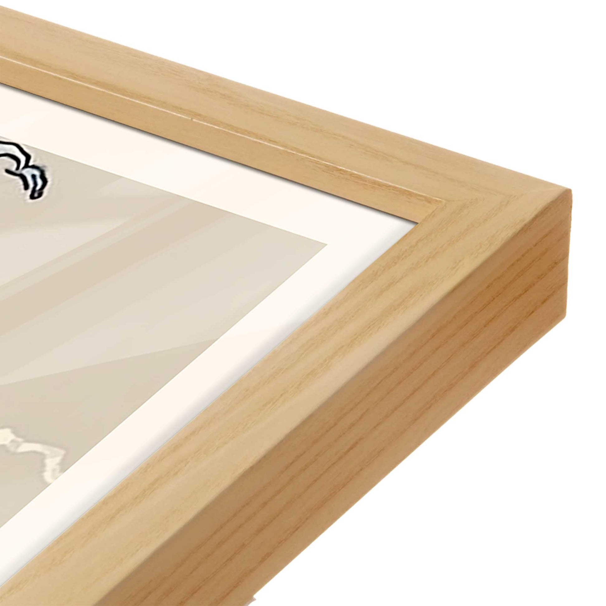 [Color:American Maple], Picture of art in a American Maple frame at an angle