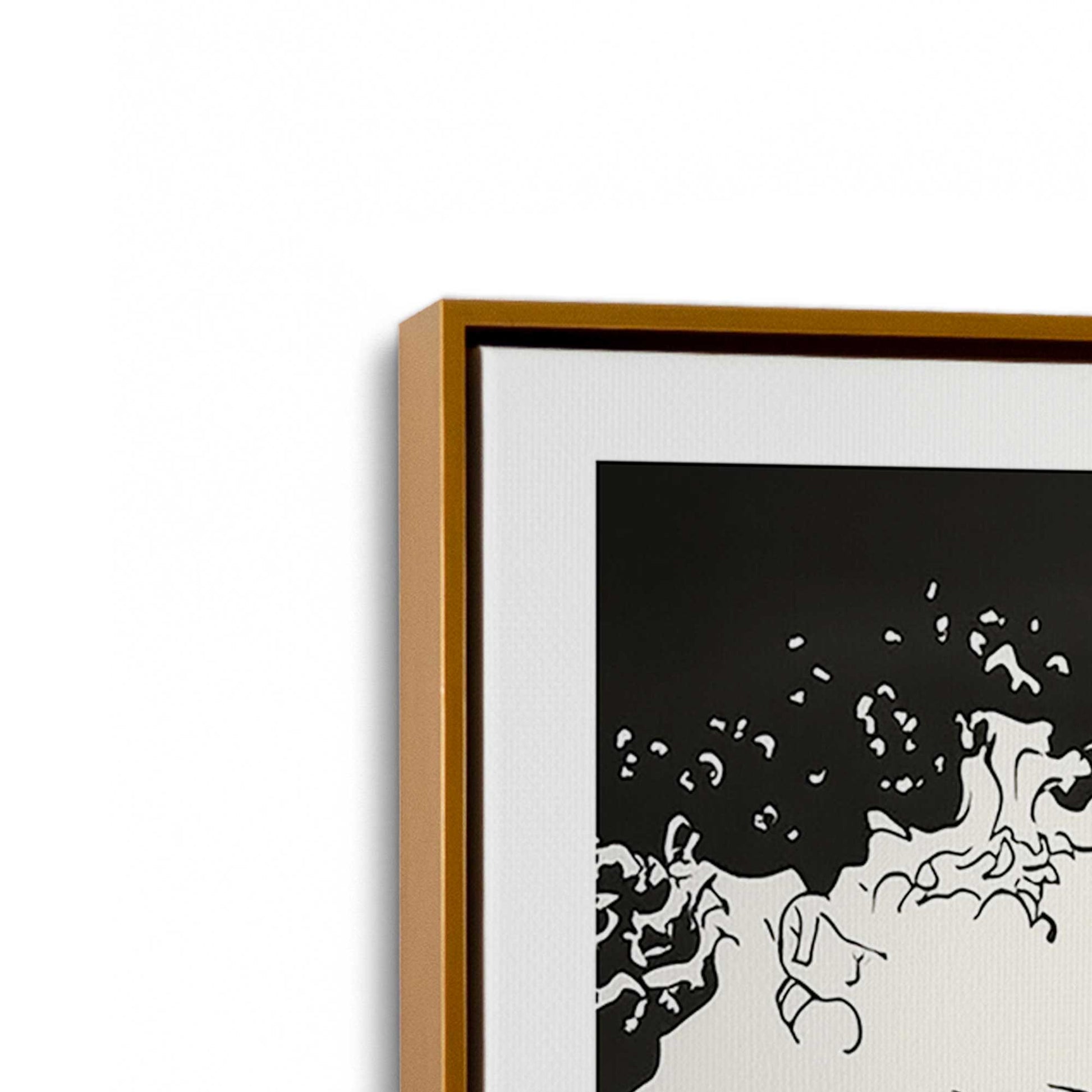 [Color:Polished Gold], Picture of art in a Polished Gold frame at an angle