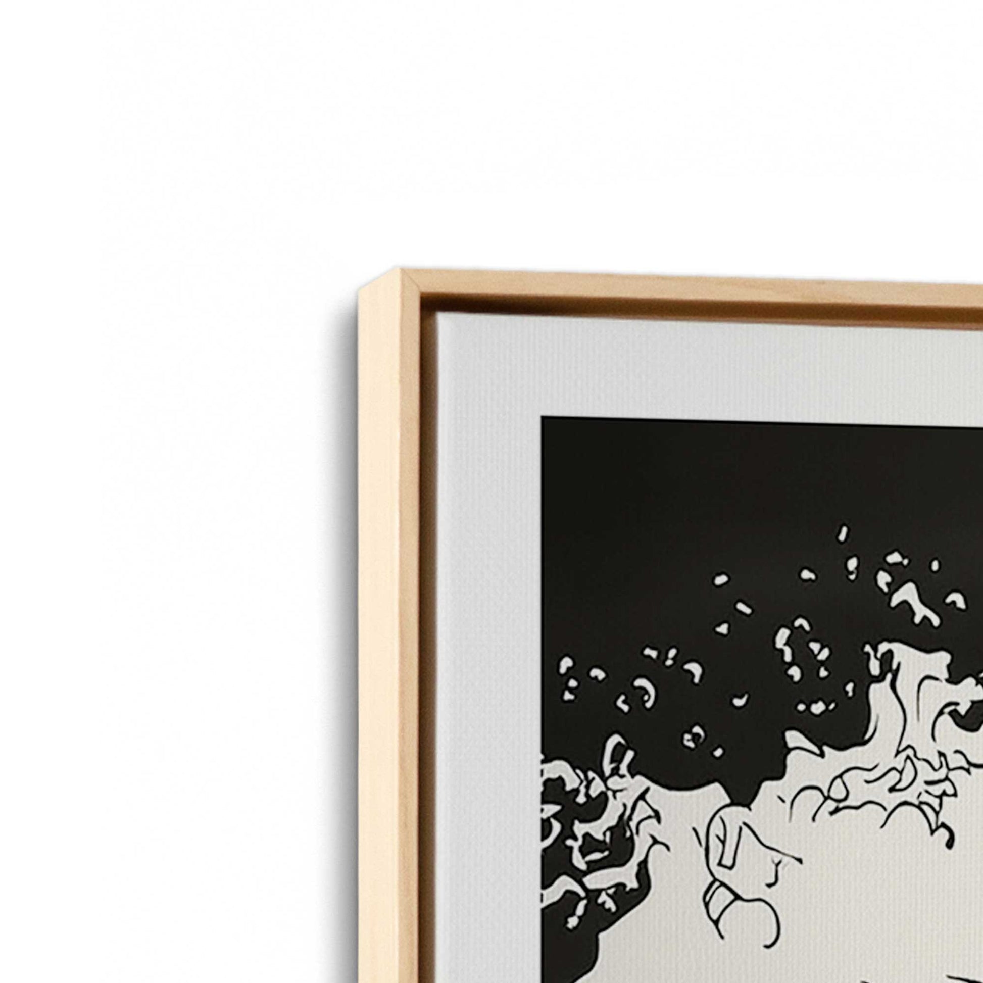 [Color:American Maple], Picture of art in a American Maple frame at an angle