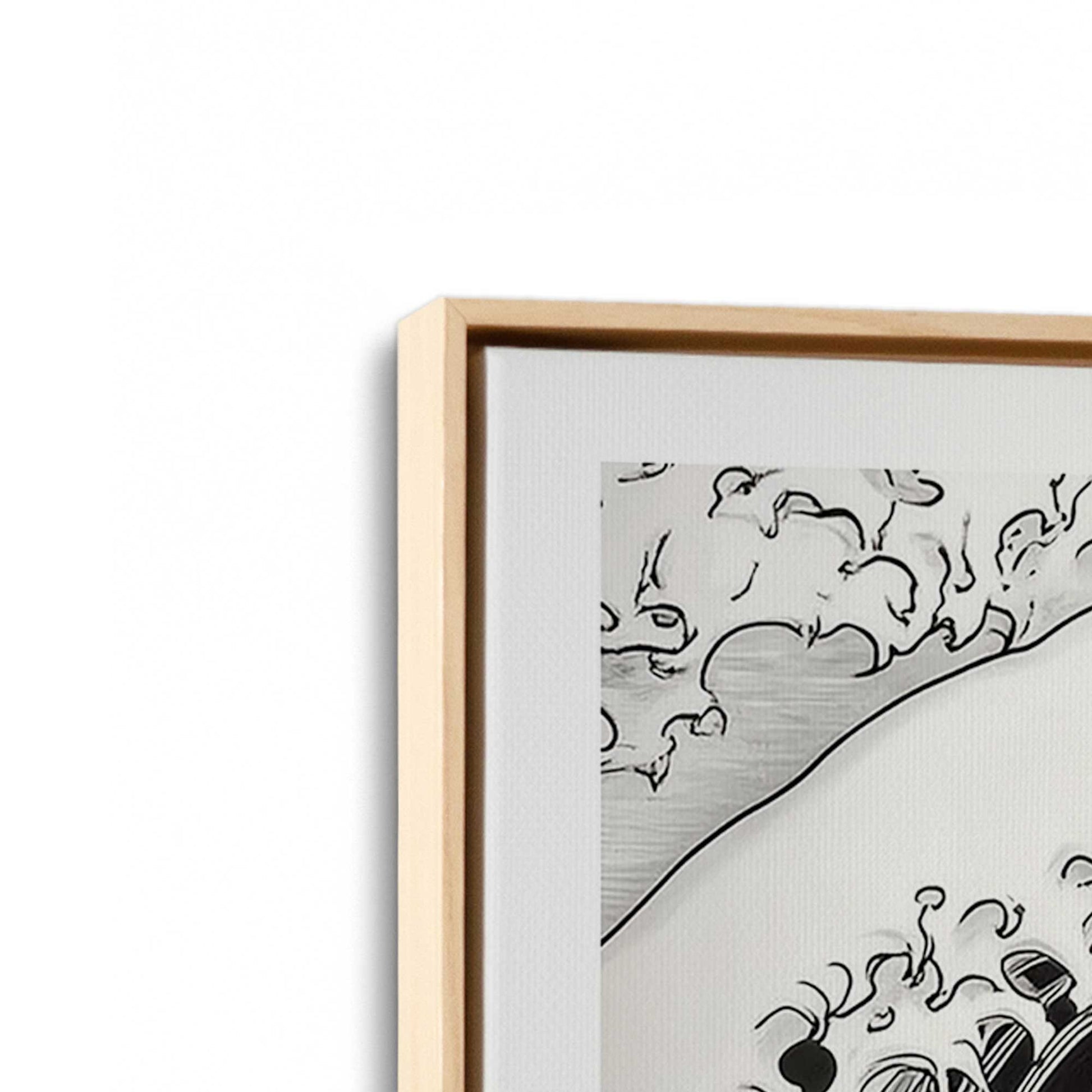 [Color:American Maple], Picture of art in a American Maple frame at an angle