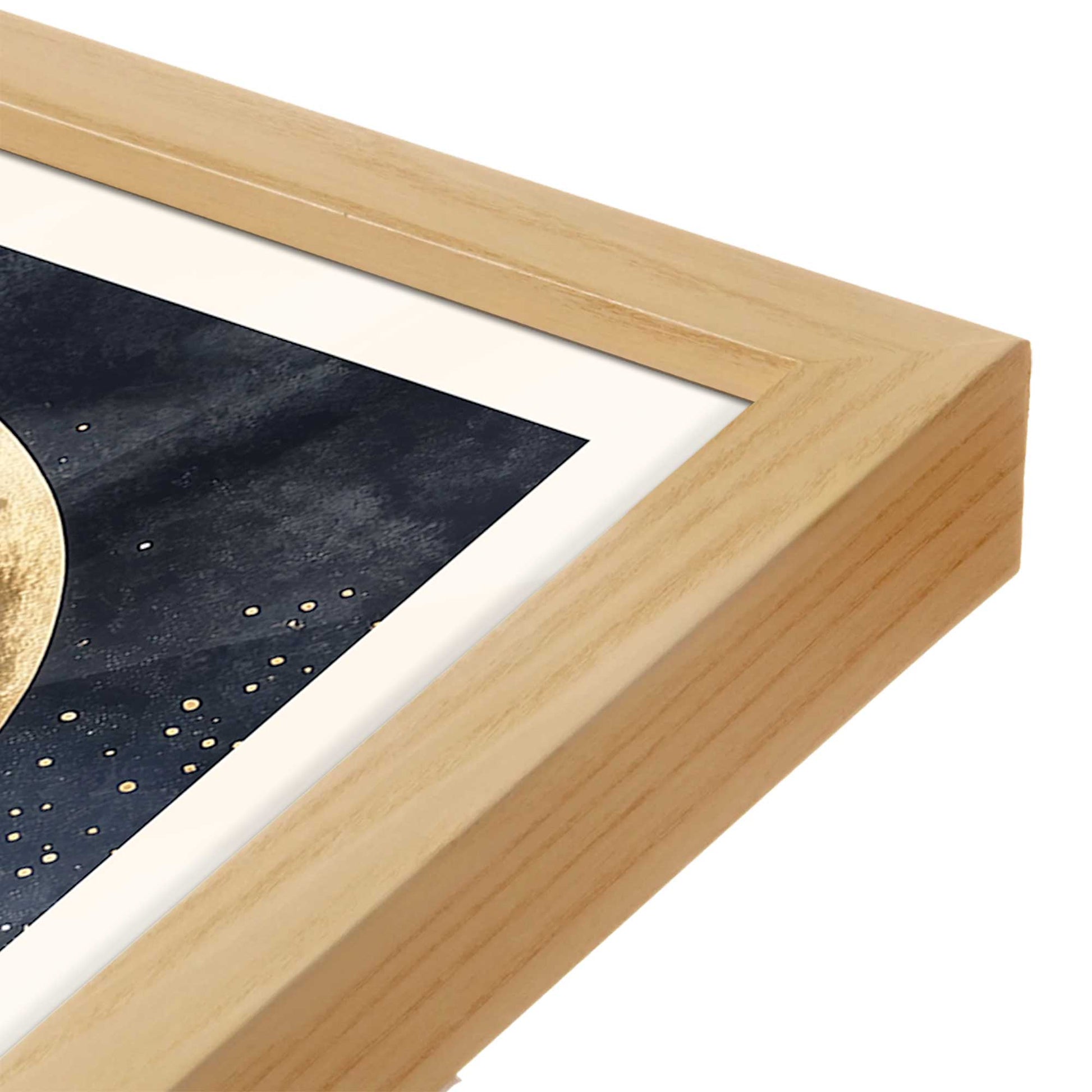 [Color:American Maple], Picture of art in a American Maple frame at an angle
