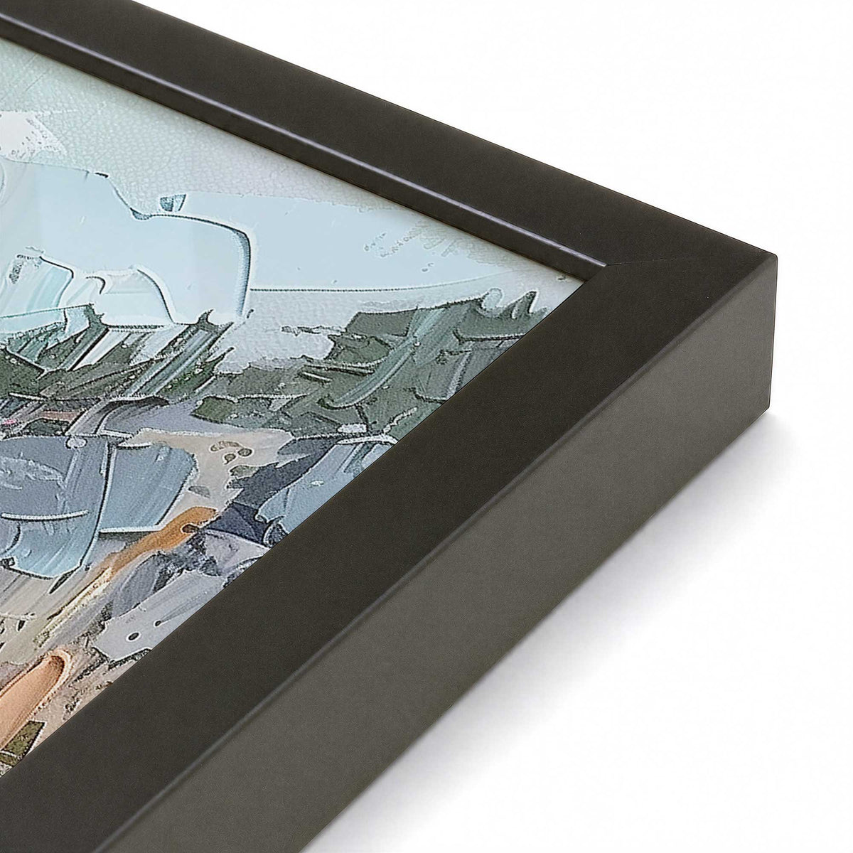 [Color:Satin Black], Picture of art in a Polished Chrome frame at an angle