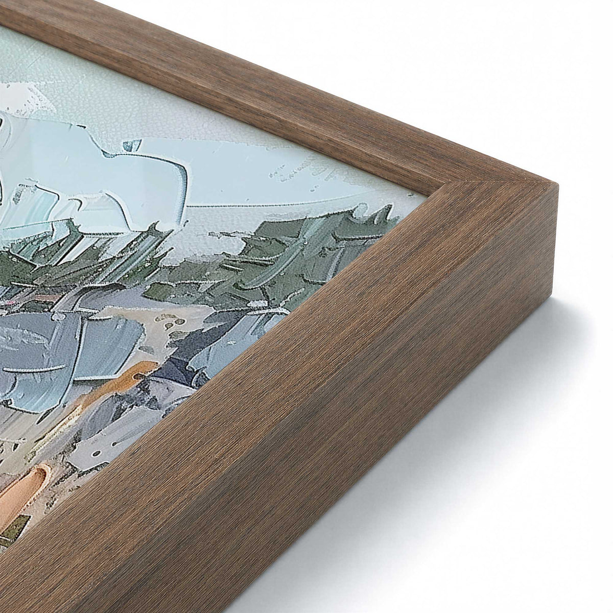 [Color:Walnut], Picture of art in a Polished Chrome frame at an angle