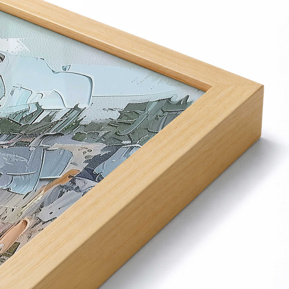 [Color:American Maple], Picture of art in a Polished Chrome frame at an angle