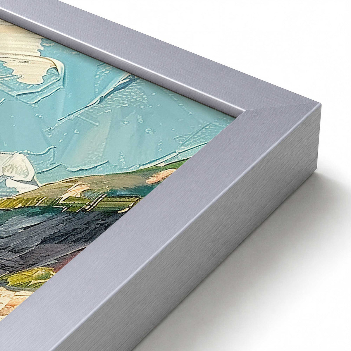 [Color:Polished Chrome], Picture of art in a Polished Chrome frame at an angle