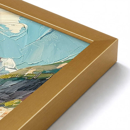 [Color:Polished Gold], Picture of art in a Polished Chrome frame at an angle