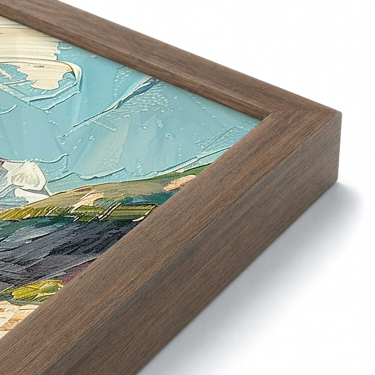 [Color:Walnut], Picture of art in a Polished Chrome frame at an angle
