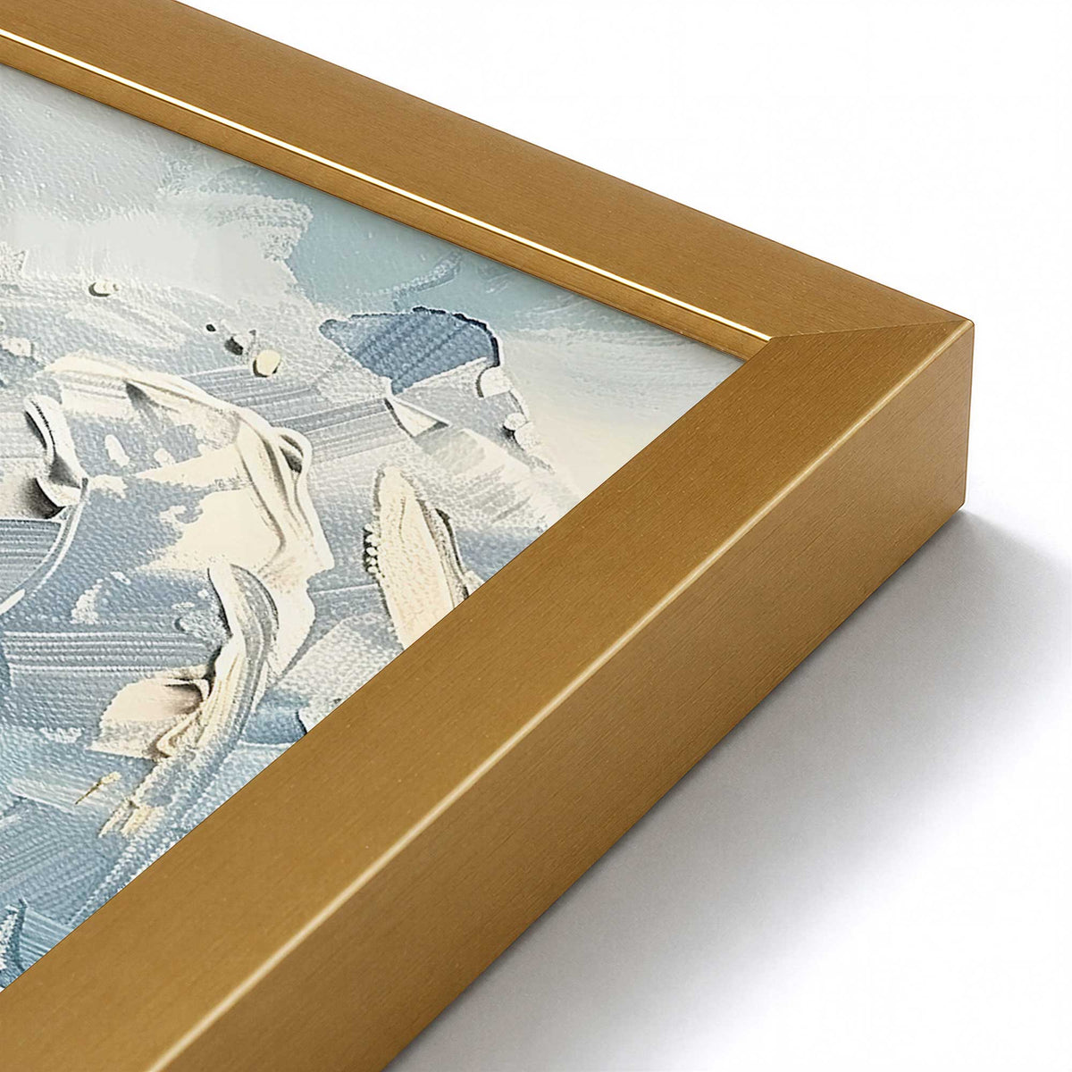 [Color:Polished Gold], Picture of art in a Polished Chrome frame at an angle