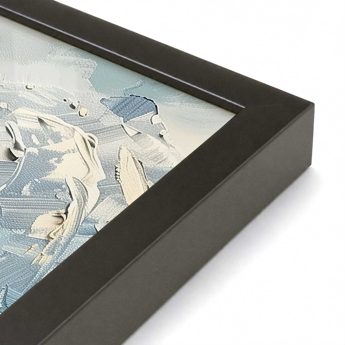 [Color:Satin Black], Picture of art in a Polished Chrome frame at an angle