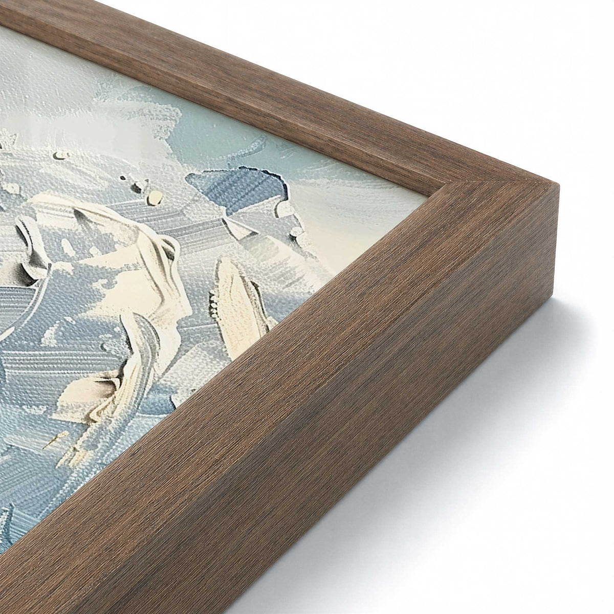 [Color:Walnut], Picture of art in a Polished Chrome frame at an angle