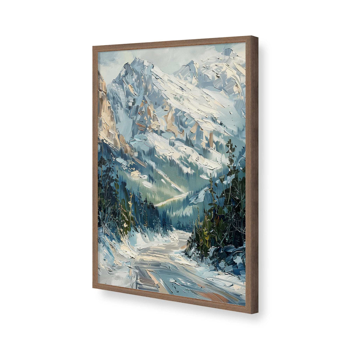 [Color:Walnut], Picture of art in a Polished Chrome frame of the corner
