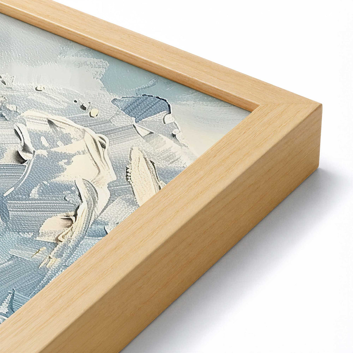 [Color:American Maple], Picture of art in a Polished Chrome frame at an angle