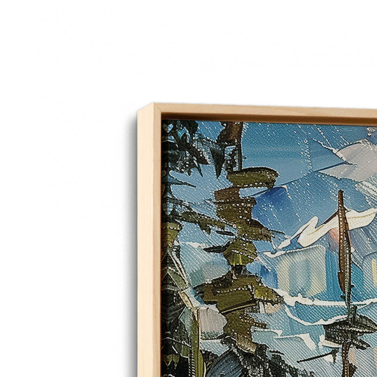 [Color:American Maple], Picture of art in a American Maple frame at an angle