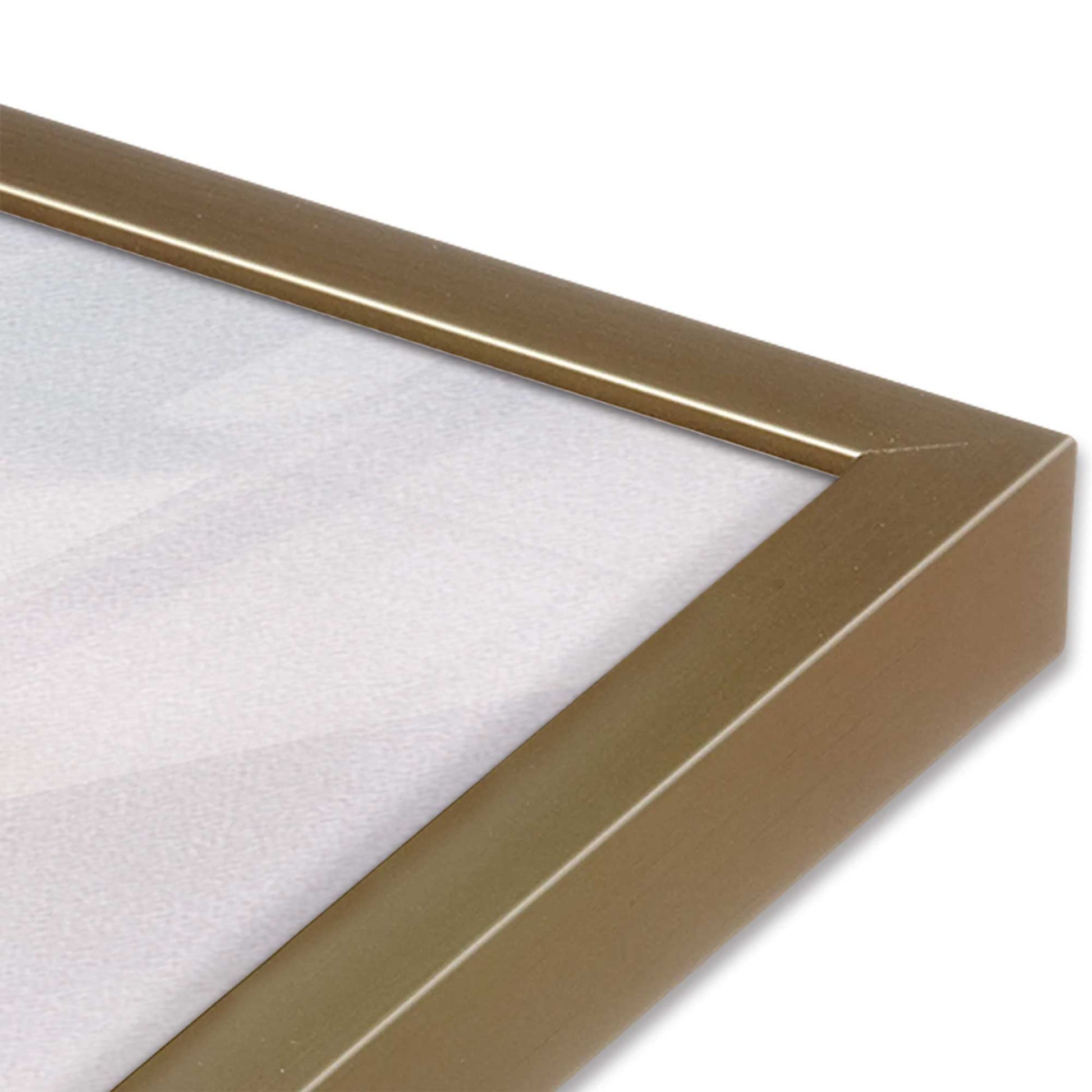 [Color:Brushed Gold] Picture of art in a Brushed Gold frame at an angle