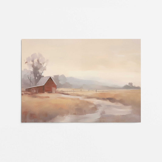 Misty Countryside Barn Promotional Rolled Print
