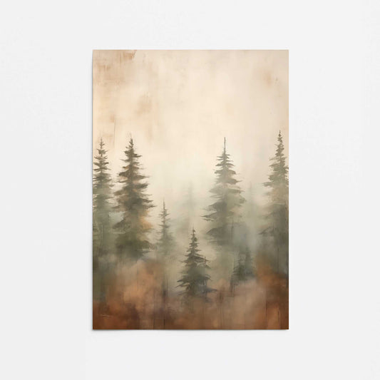 Foggy Autumn Pines II Promotional Rolled Print