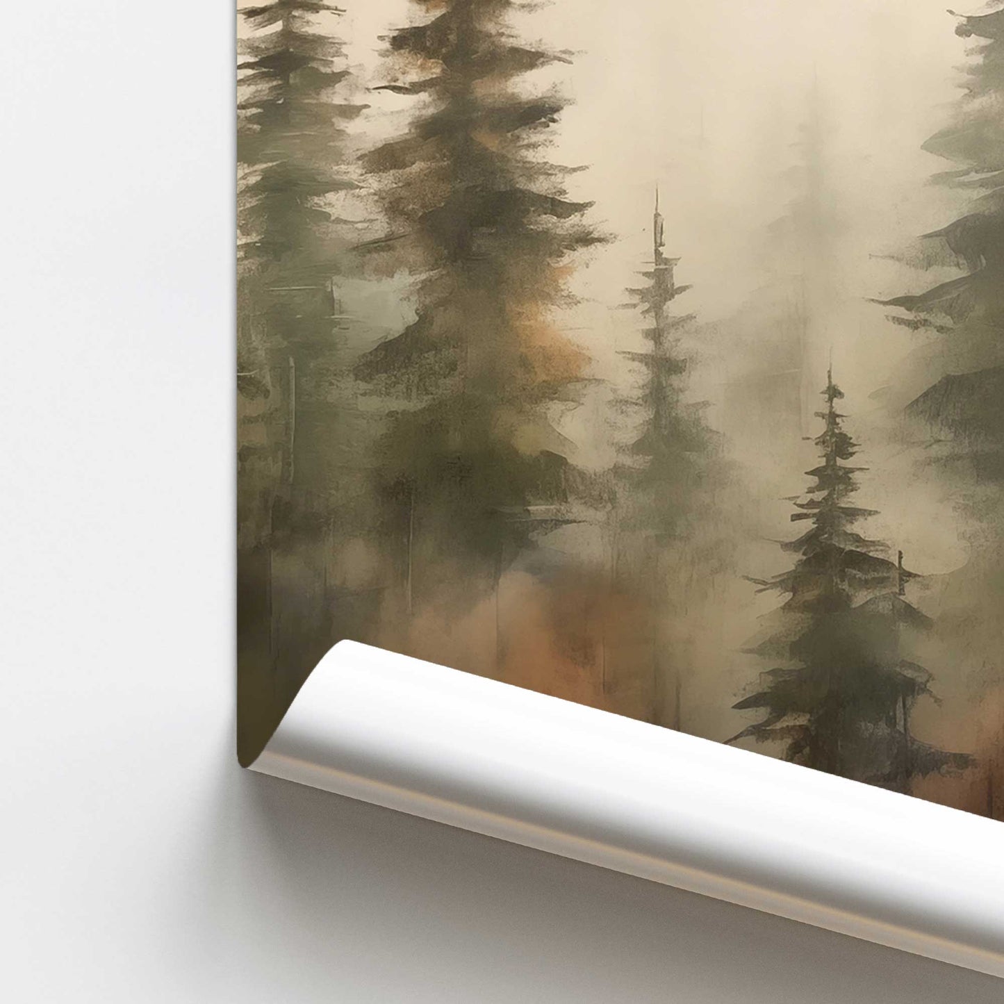 Foggy Autumn Pines II Promotional Rolled Print