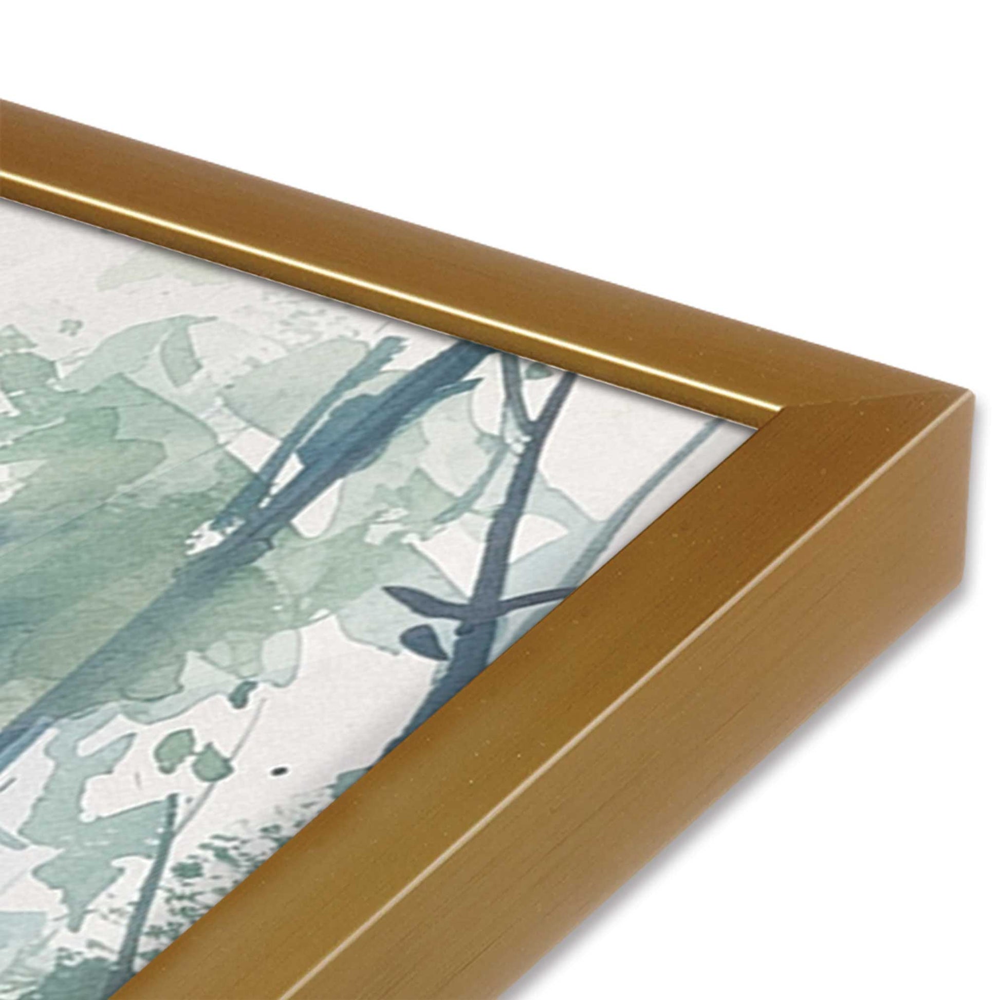 [Color:Polished Gold] Picture of art in a Polished Gold frame at an angle