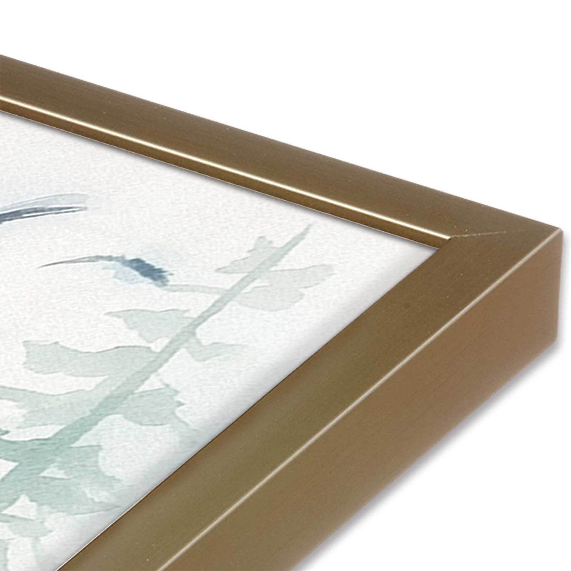 [Color:Brushed Gold] Picture of art in a Brushed Gold frame at an angle