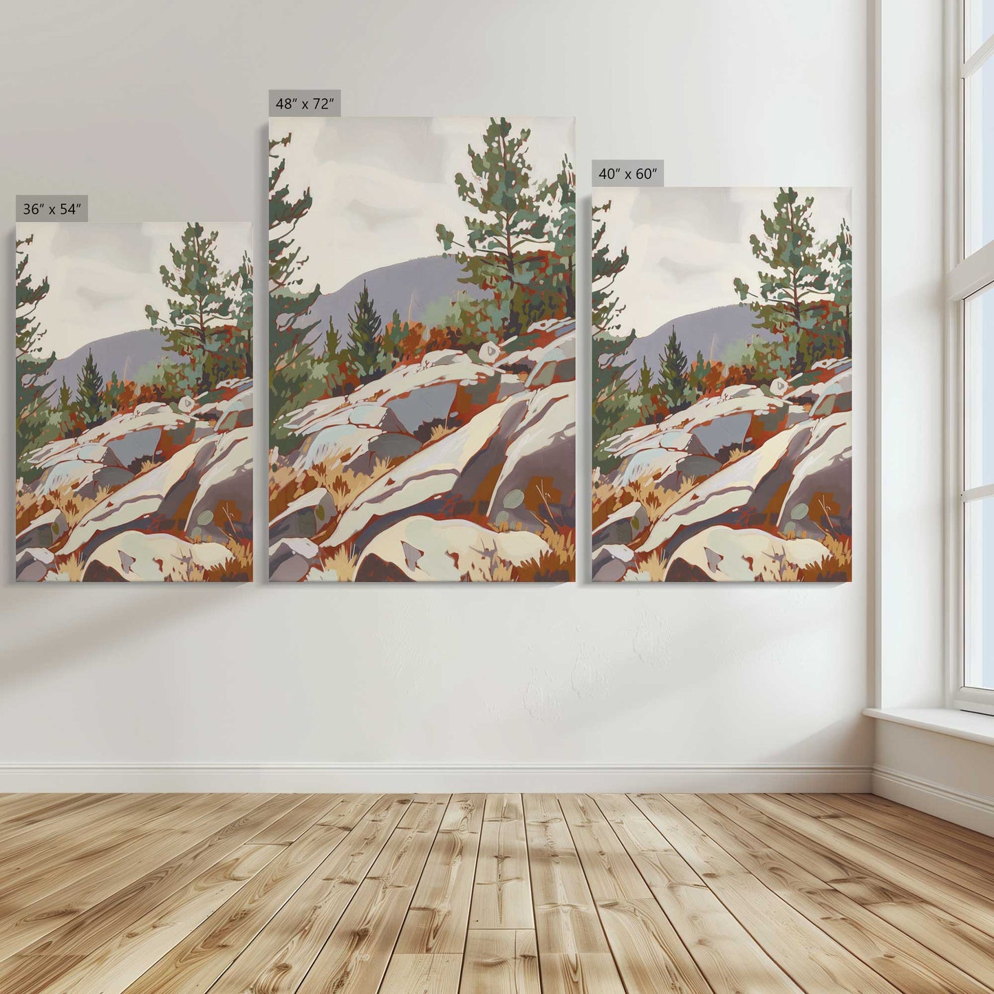 [Color:Stretched Canvas], Image showing the size comparisons