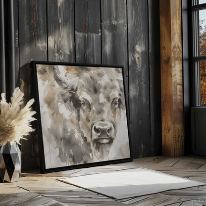 Abstract Buffalo Portrait I Print on Canvas