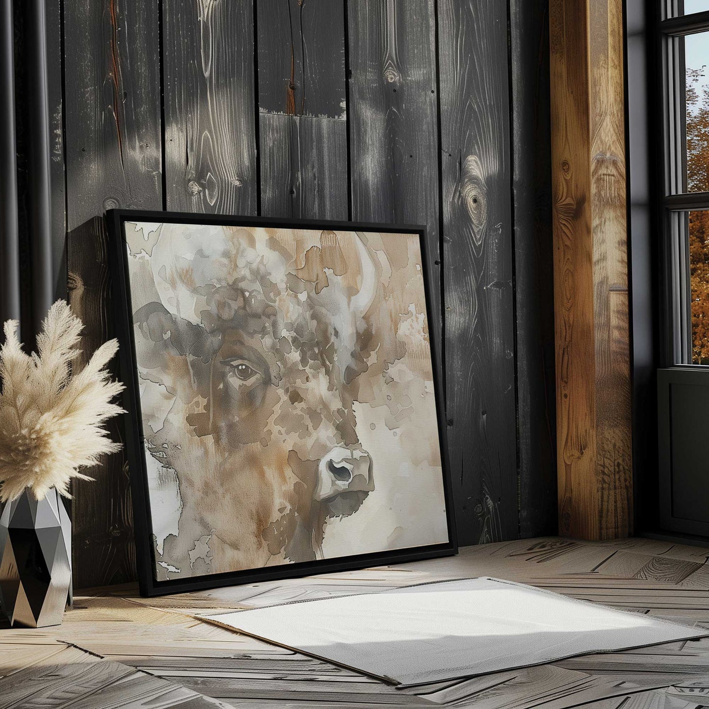 Abstract Buffalo Portrait II Print on Canvas